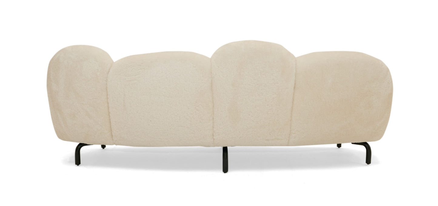 Divani Casa Glaster Contemporary White Sherpa 88" Bubble Sofa