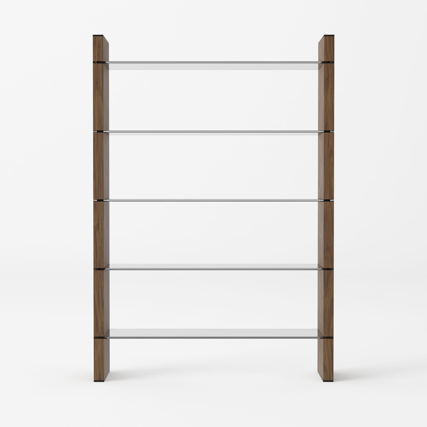 Modrest Glencoe Modern Walnut and Black Glass Bookshelf