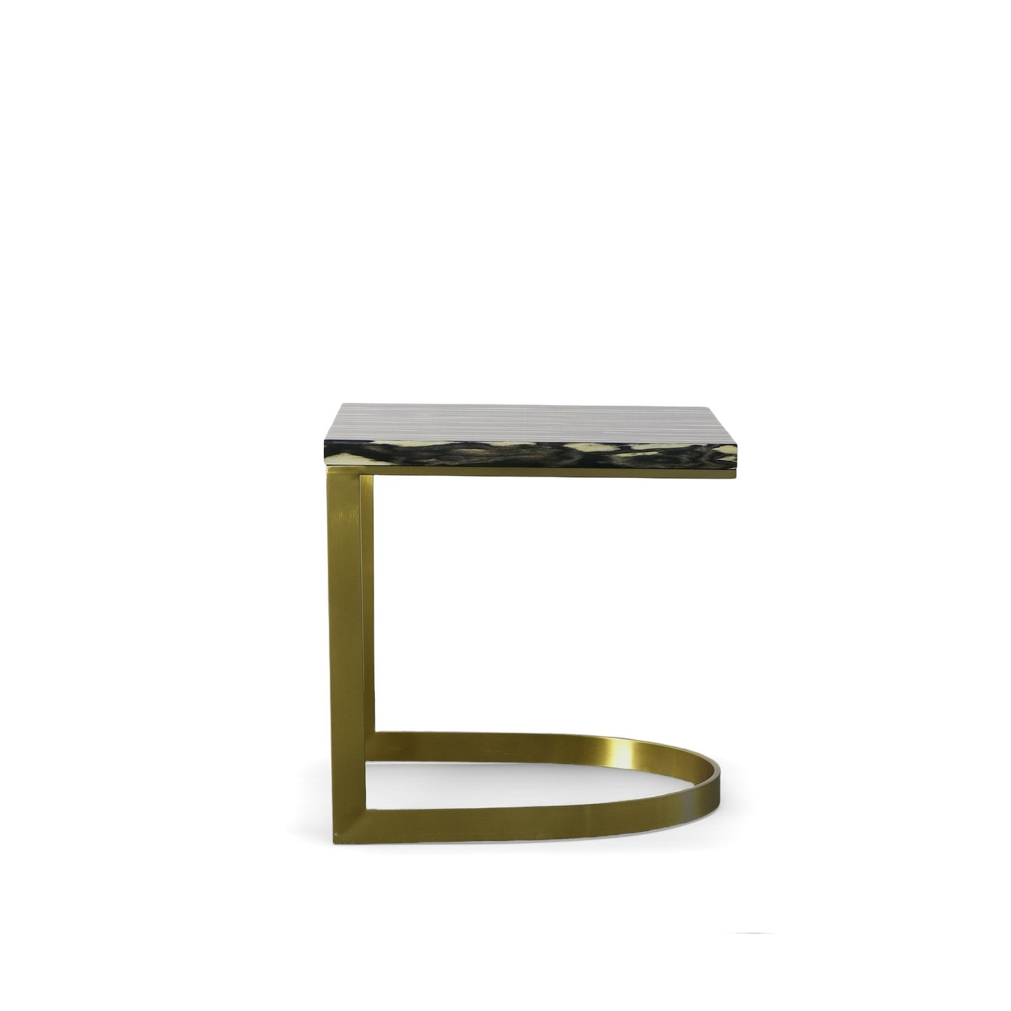 Modrest Greely Glam Black and Gold Marble End Table