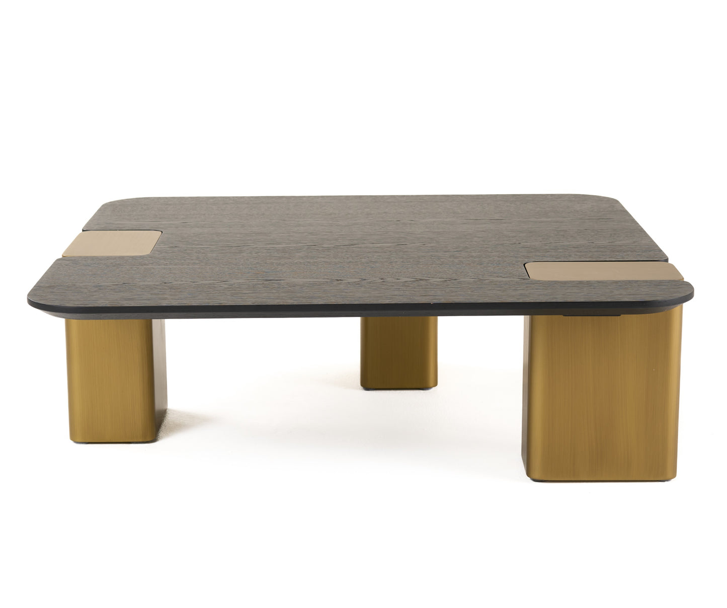 Modrest Harold Modern Black Oak+ Brushed Gold Oak Square Small Coffee Table