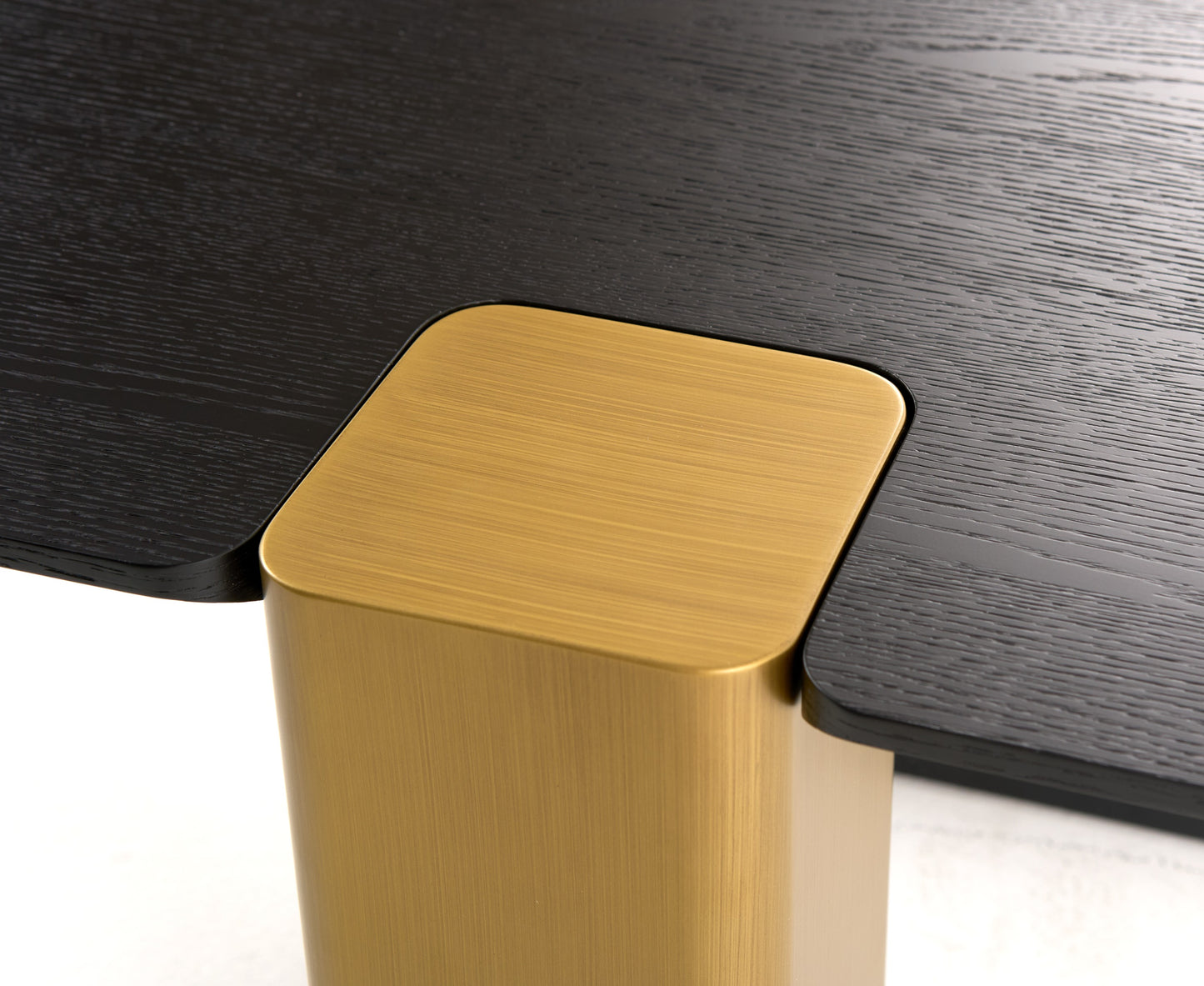 Modrest Harold Modern Black Brushed Gold Oak Square Coffee Table Set