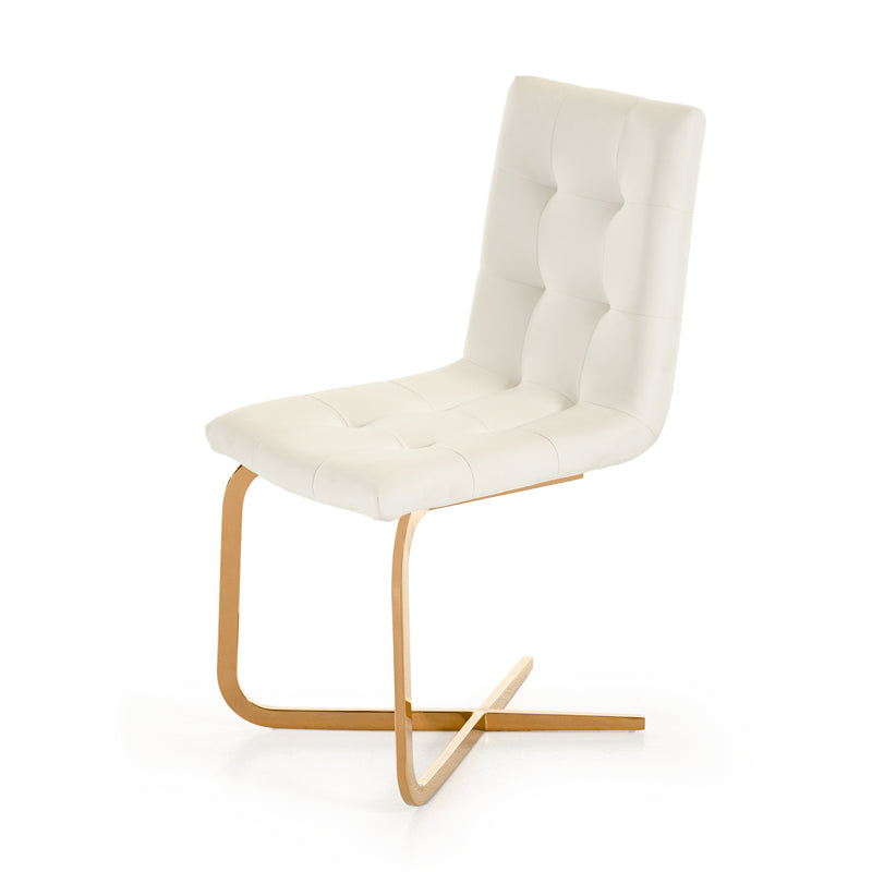 Haslet Modern White and Rosegold Dining Chair