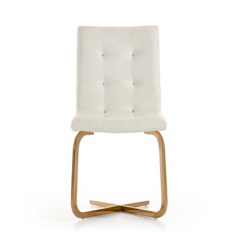 Haslet Modern White and Rosegold Dining Chair