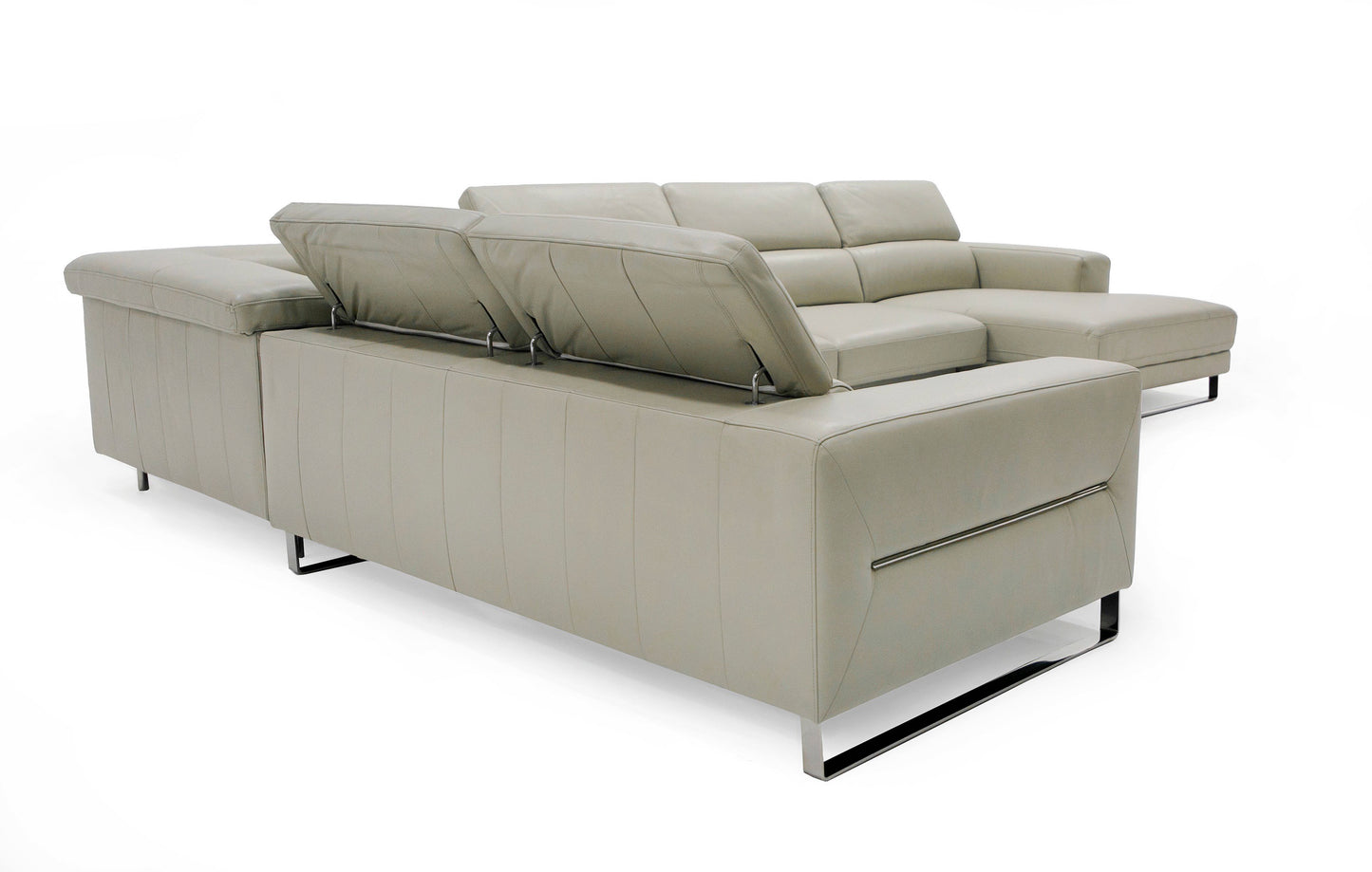 Divani Casa Hawkey Contemporary Light Grey Leather RAF Chaise Sectional Sofa