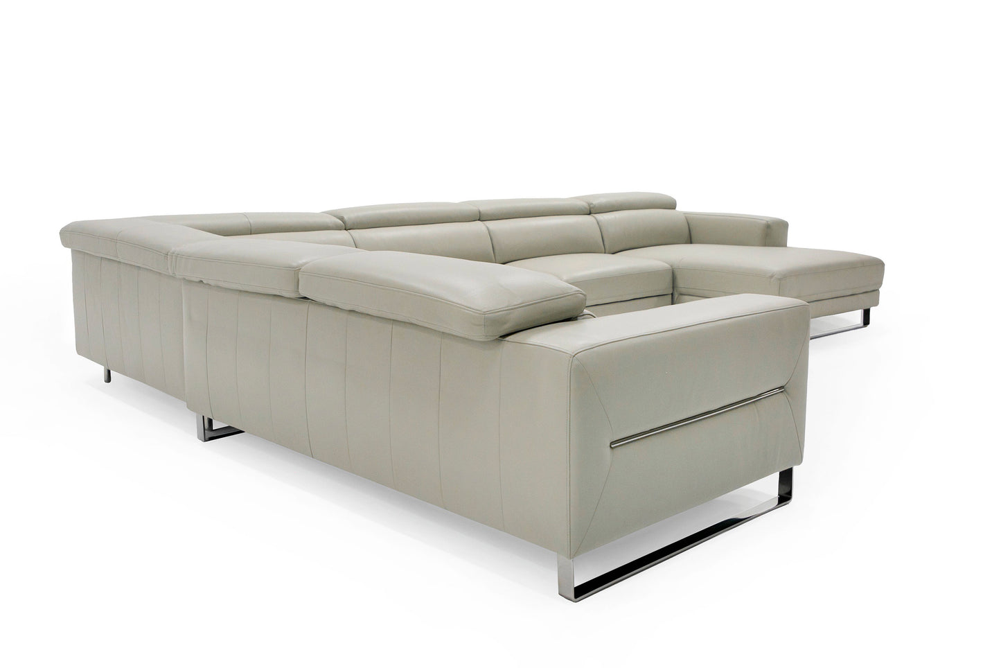 Divani Casa Hawkey Contemporary Light Grey Leather RAF Chaise Sectional Sofa