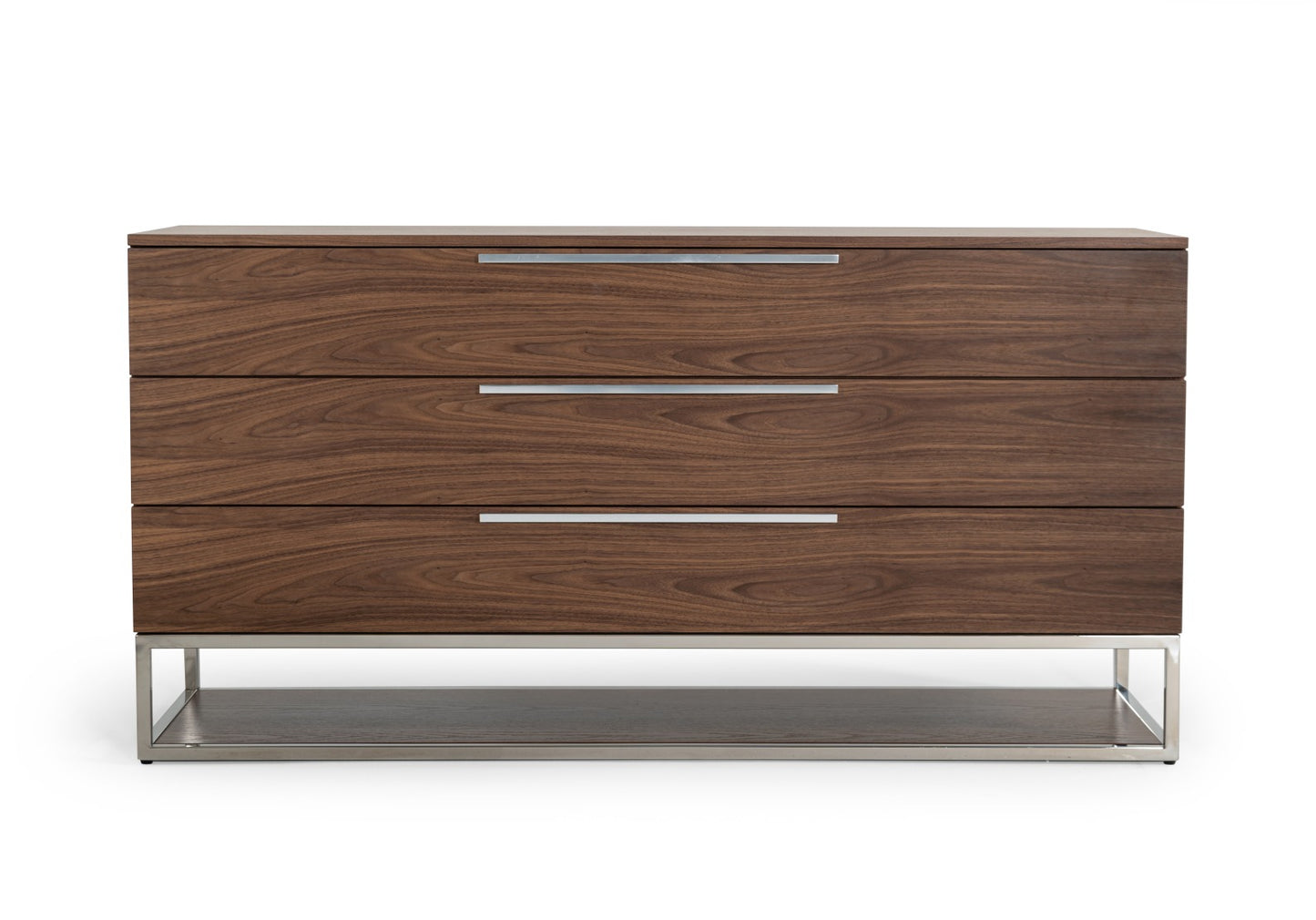 Modrest Heloise Contemporary Walnut and Stainless Steel Dresser