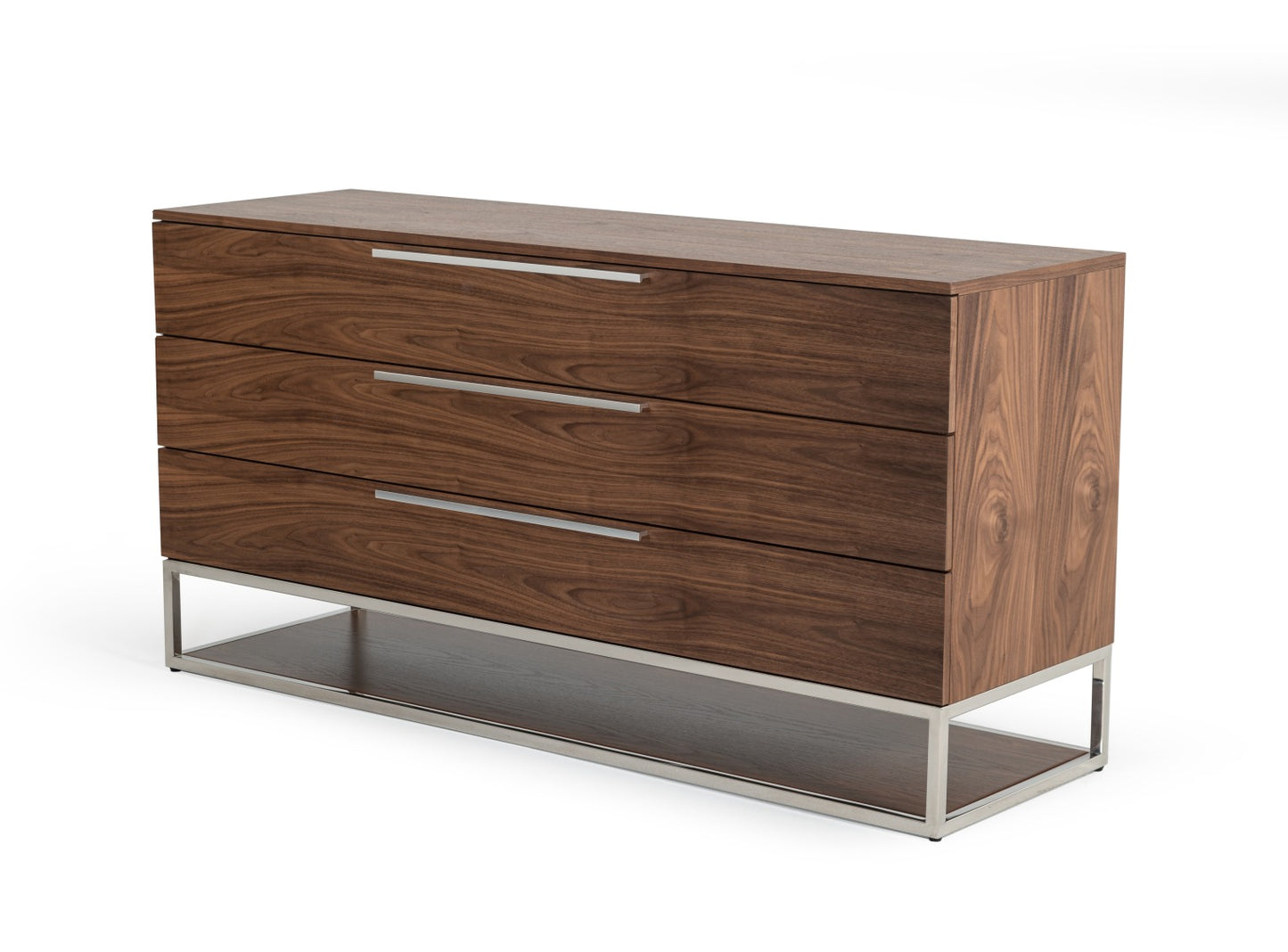 Modrest Heloise Contemporary Walnut and Stainless Steel Dresser