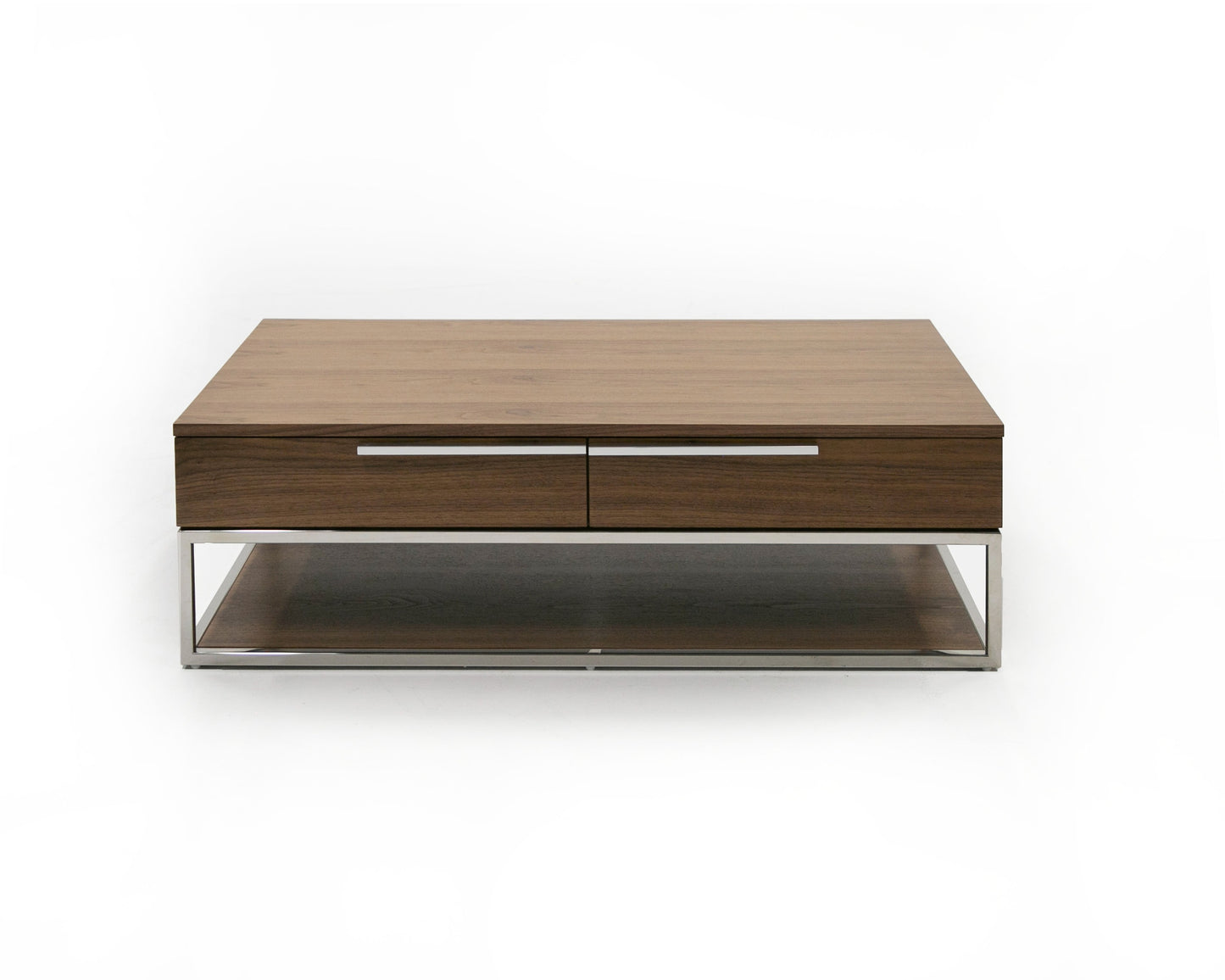 Modrest Heloise Modern Walnut and Stainless Steel Coffee Table