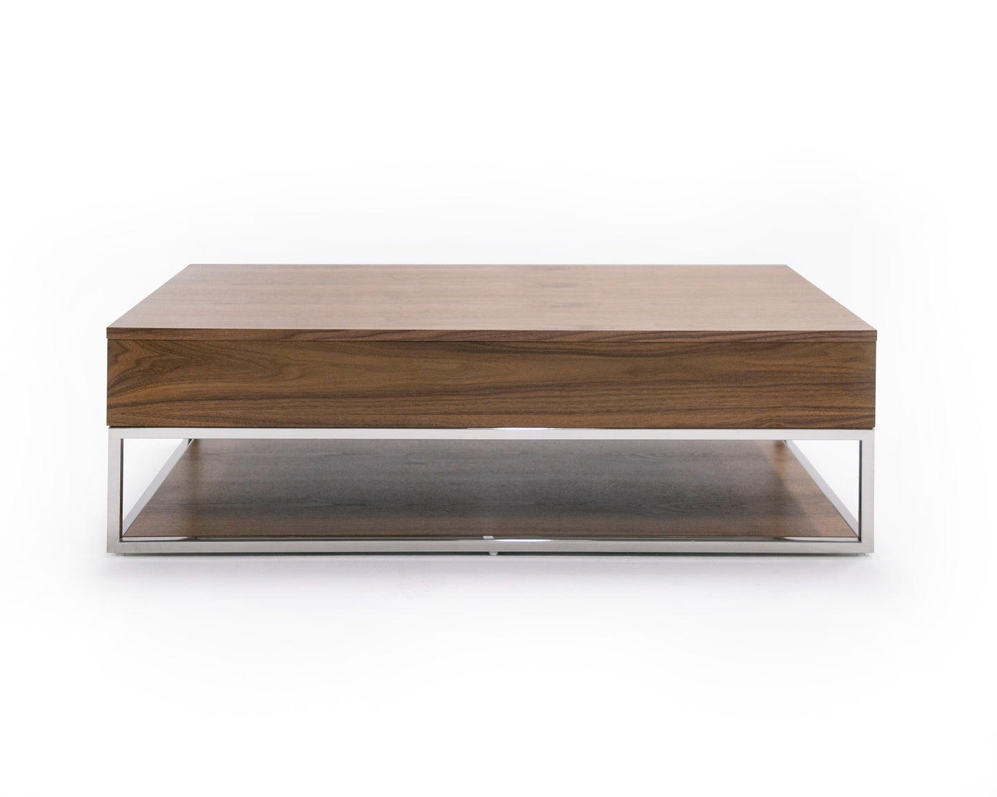 Modrest Heloise Modern Walnut and Stainless Steel Coffee Table