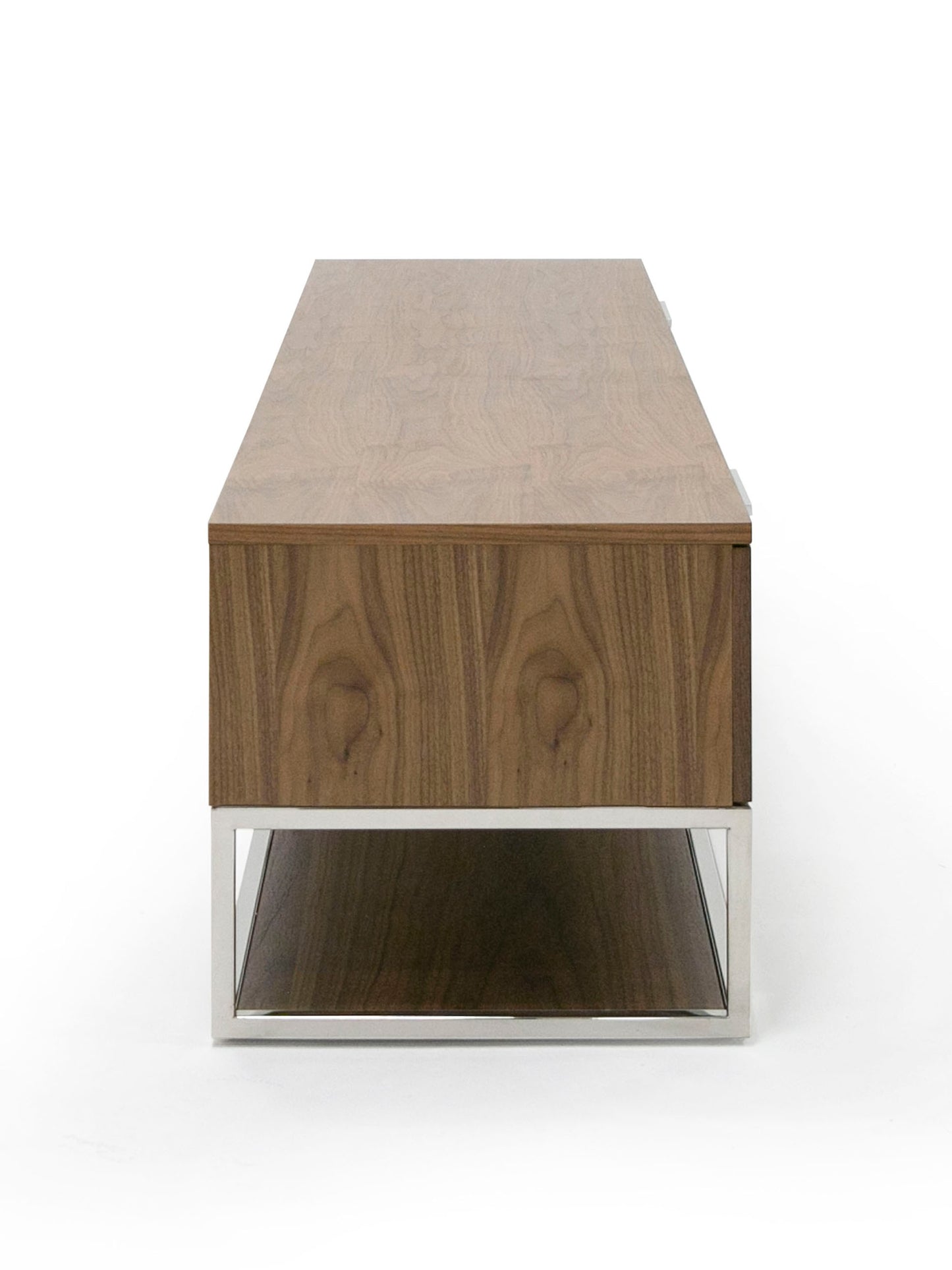 Modrest Heloise Modern Walnut and Stainless Steel TV Stand
