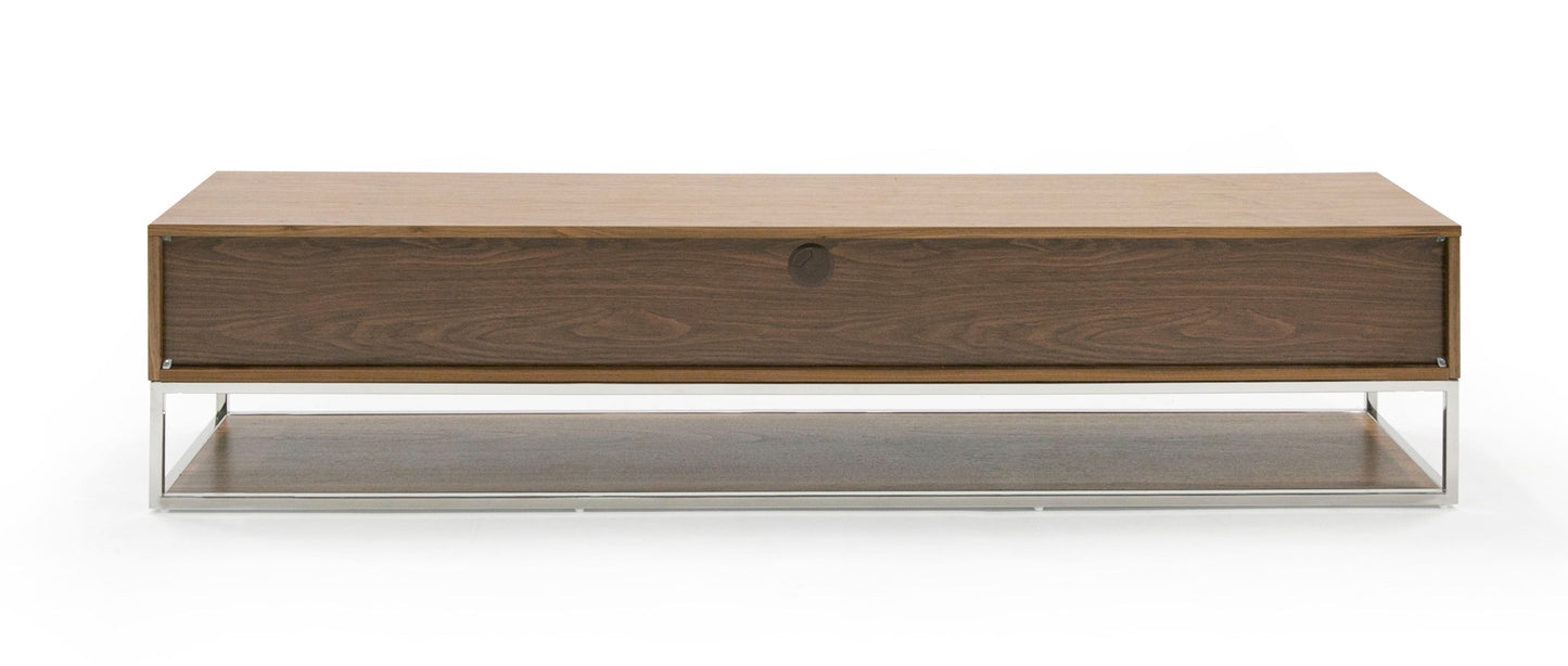 Modrest Heloise Modern Walnut and Stainless Steel TV Stand