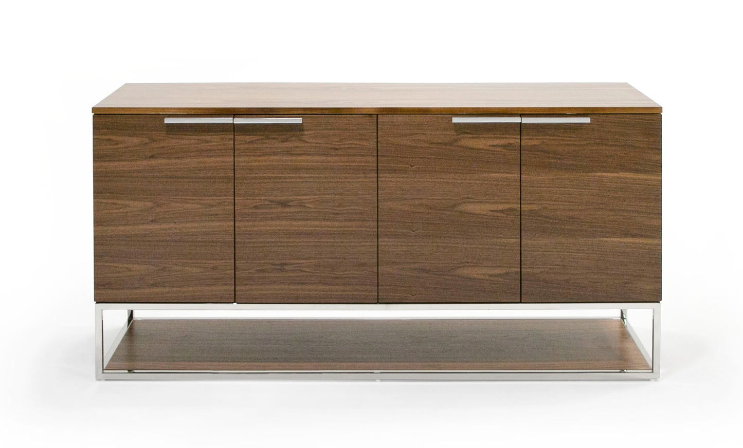 Modrest Heloise Modern Walnut and Stainless Steel Buffet