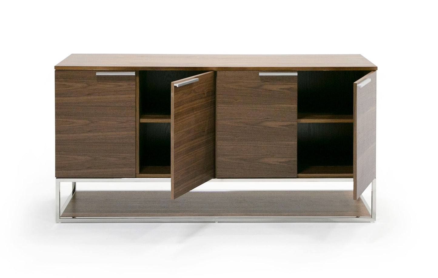 Modrest Heloise Modern Walnut and Stainless Steel Buffet