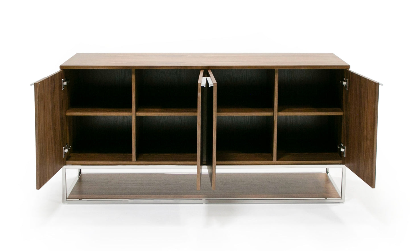 Modrest Heloise Modern Walnut and Stainless Steel Buffet