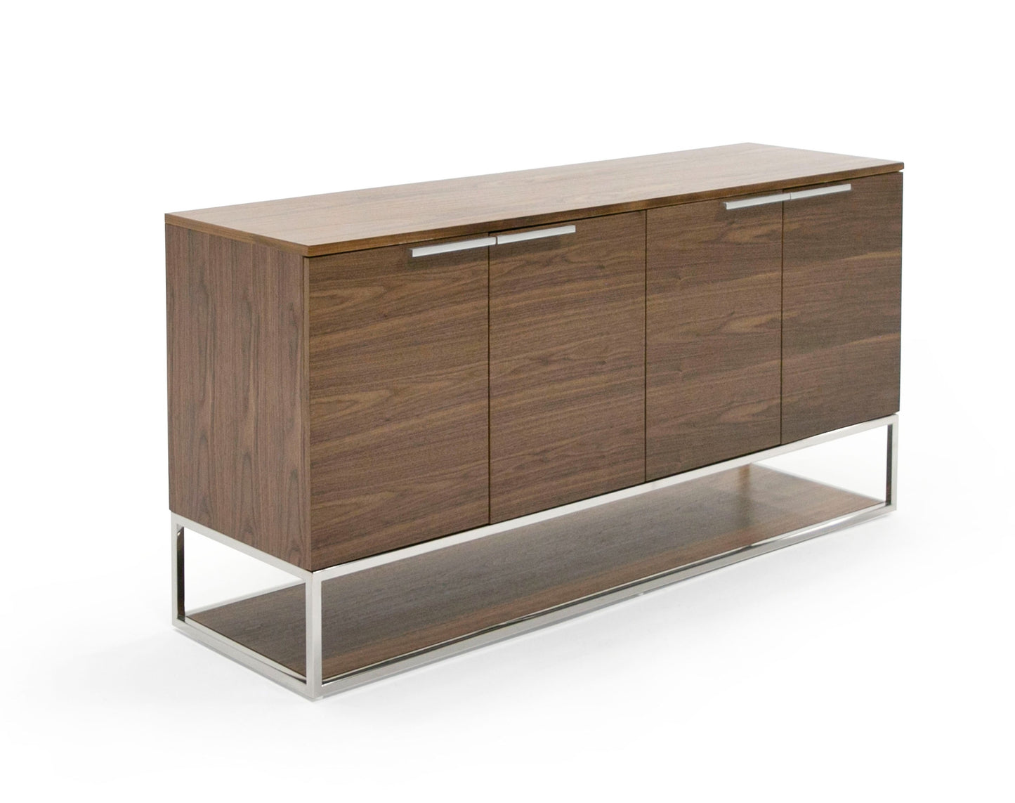 Modrest Heloise Modern Walnut and Stainless Steel Buffet
