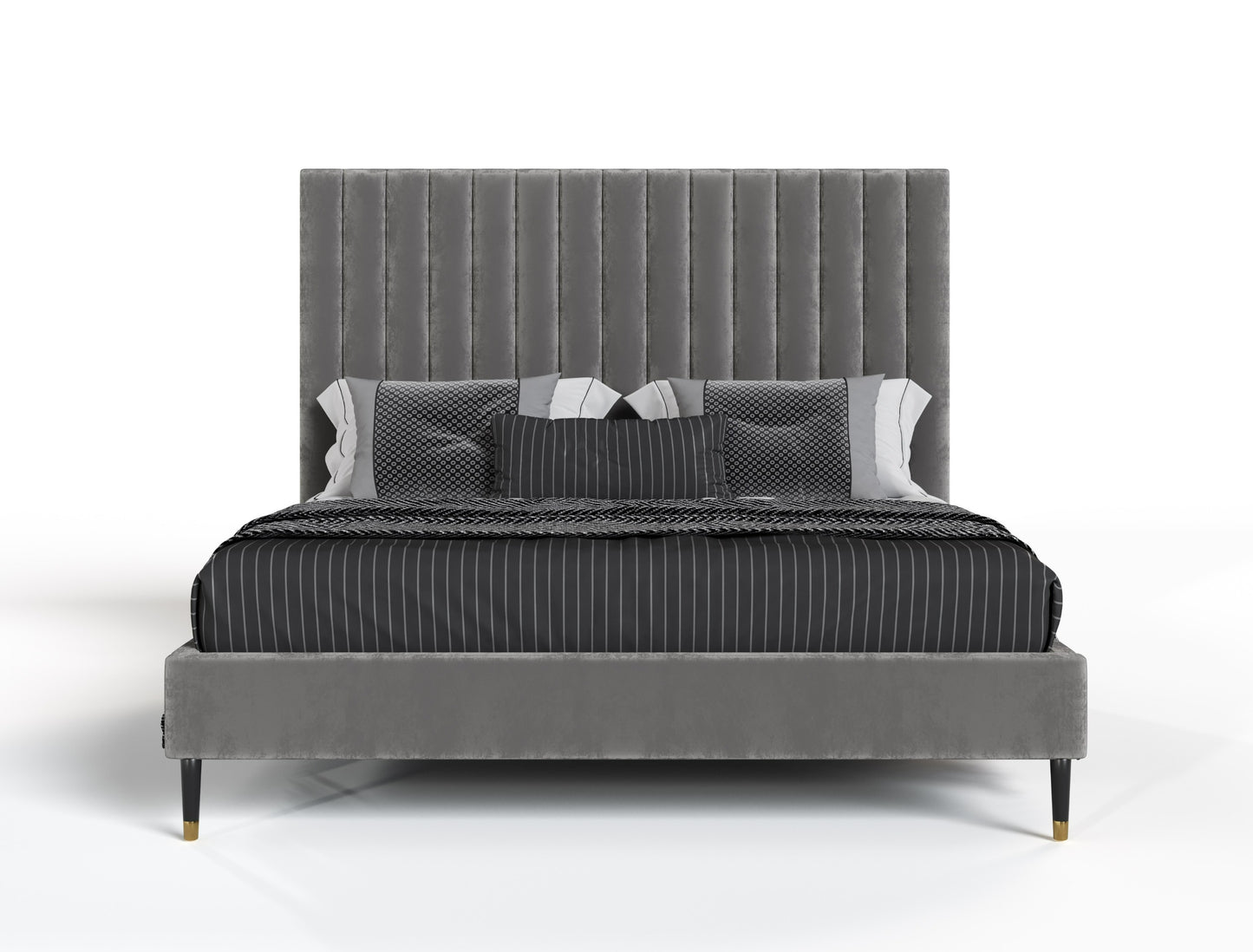 Modrest Hemlock Modern Grey Velvet Bed