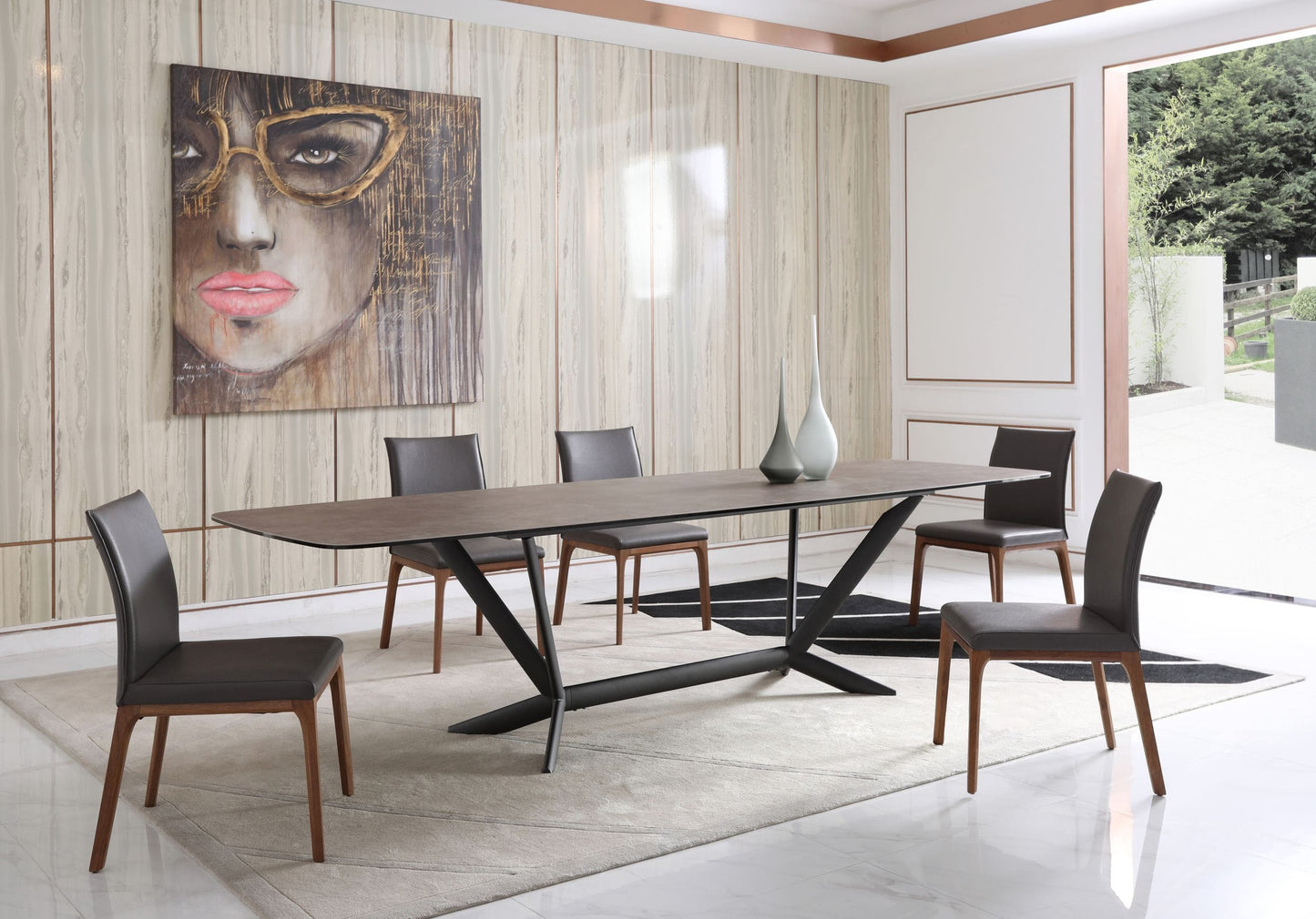 Modrest Herzog Modern Grey Ceramic Dining Table
