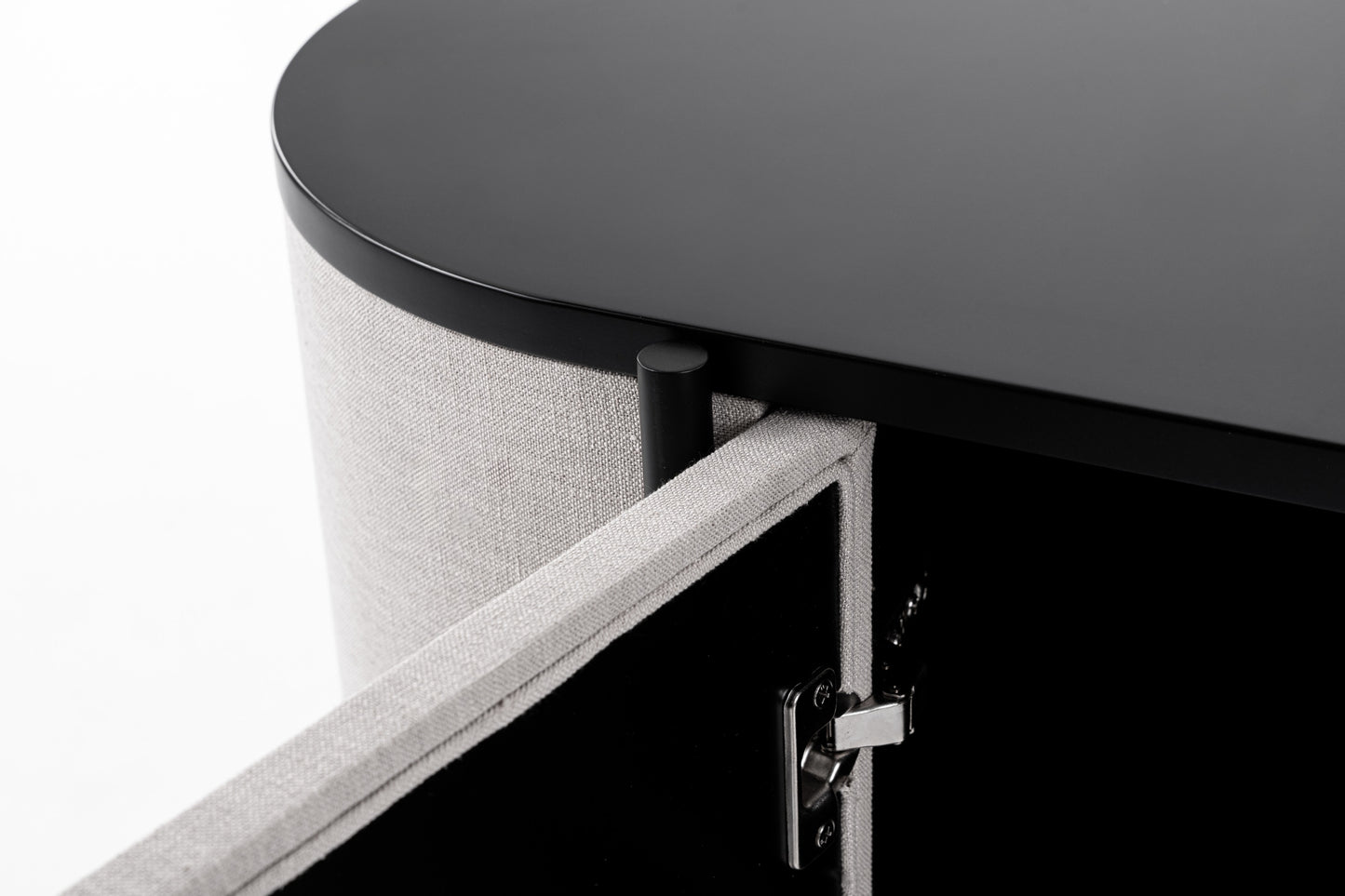 Modrest Hobart Modern Beige Fabric and Black Metal Buffet