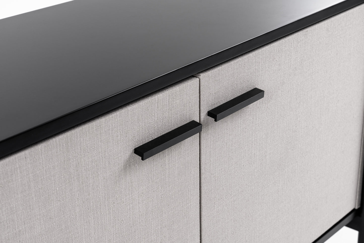 Modrest Hobart Modern Beige Fabric and Black Metal Buffet
