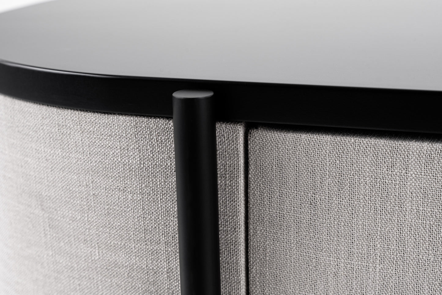 Modrest Hobart Modern Beige Fabric and Black Metal Buffet