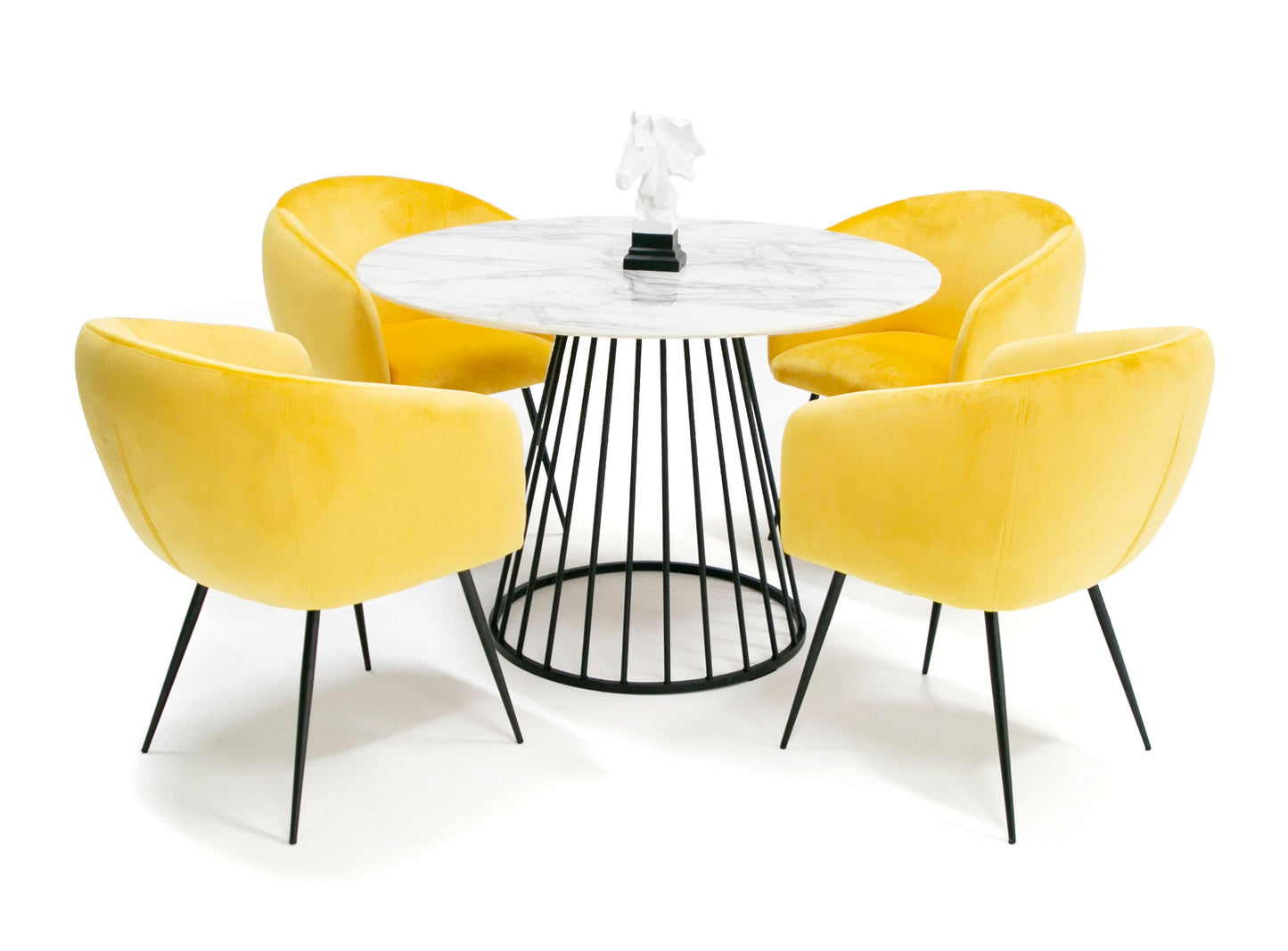 Modrest Holly Modern Round White and Black Dining Table