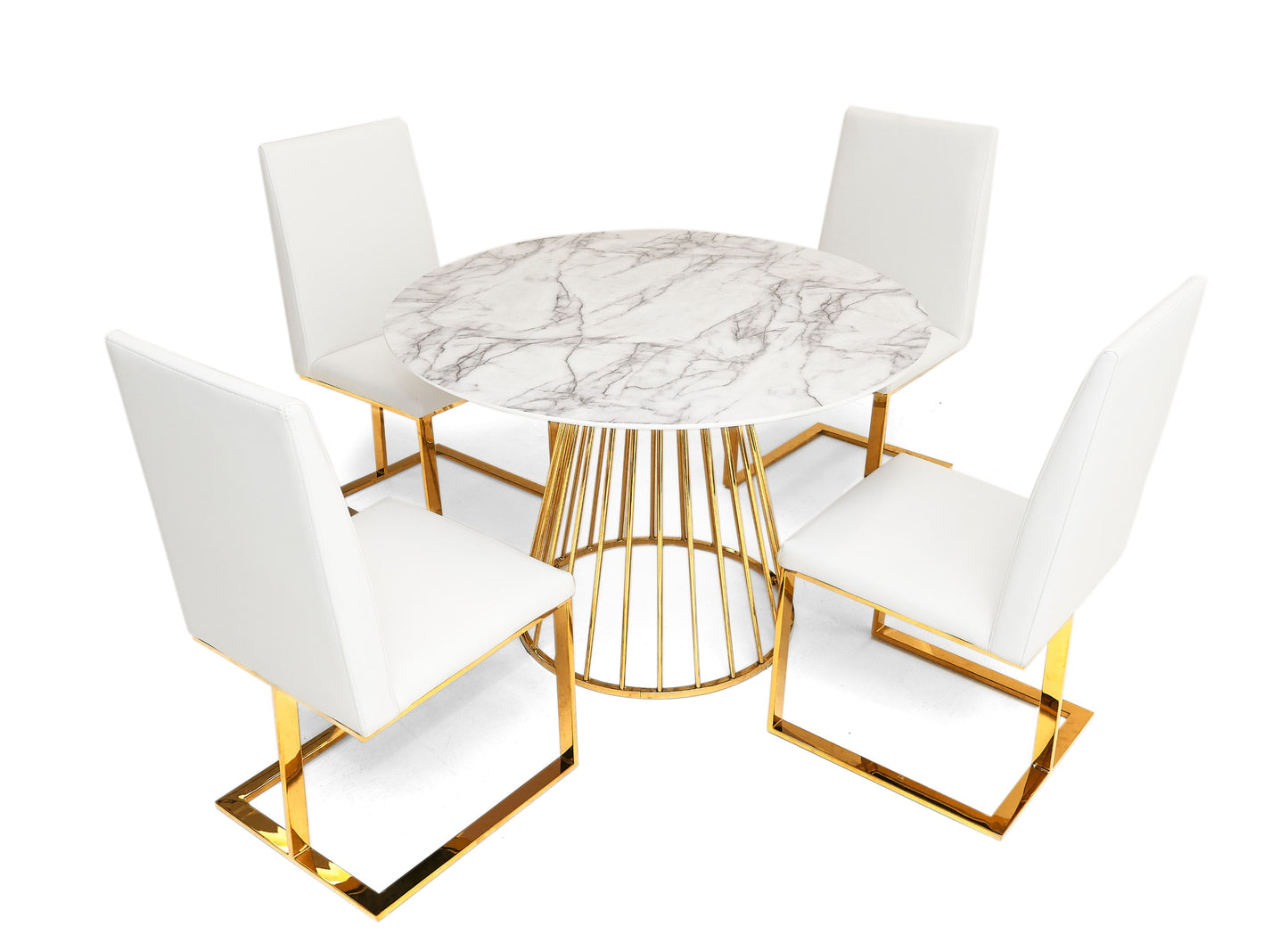 Modrest Holly Modern White and Gold Round Dining Table