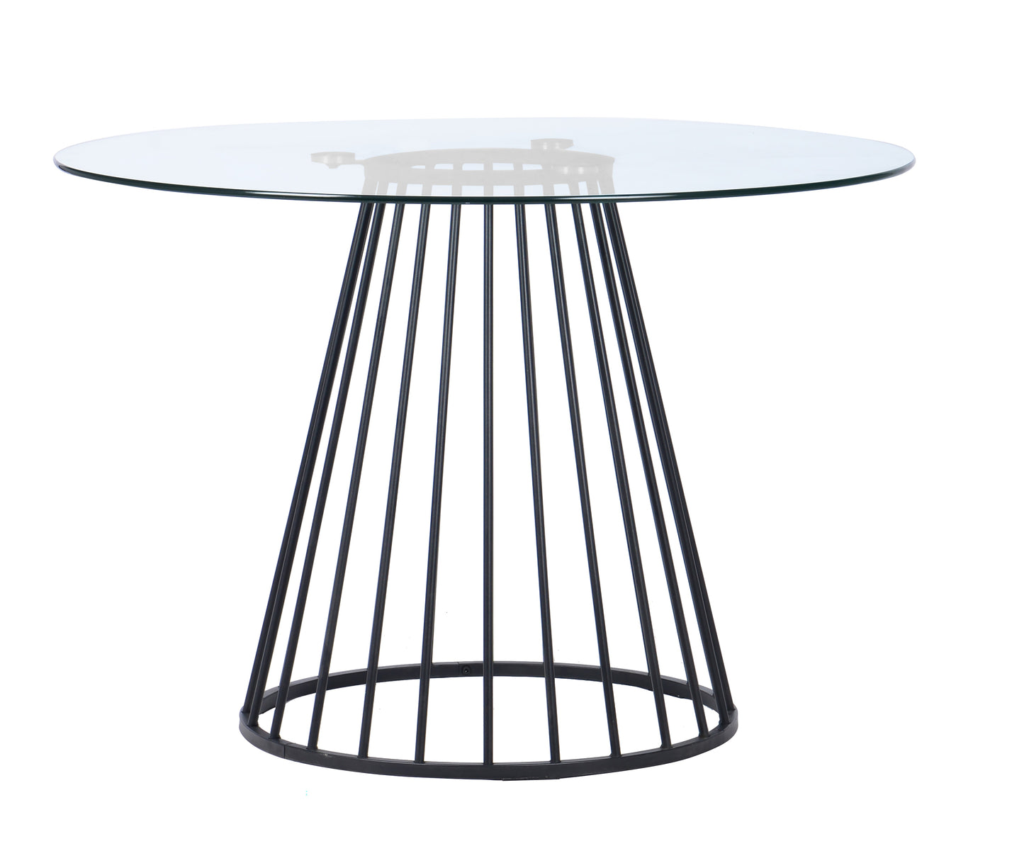 Modrest Holly Modern Round Clear Glass and Black Dining Table
