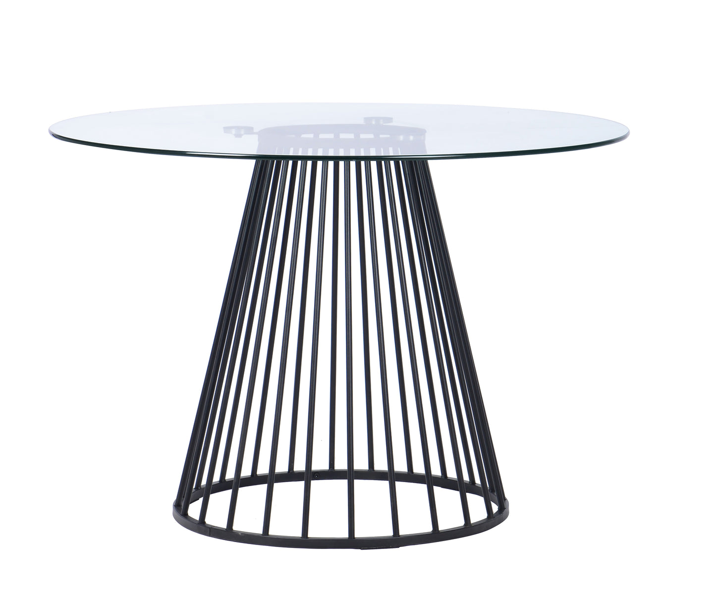 Modrest Holly Modern Round Clear Glass and Black Dining Table