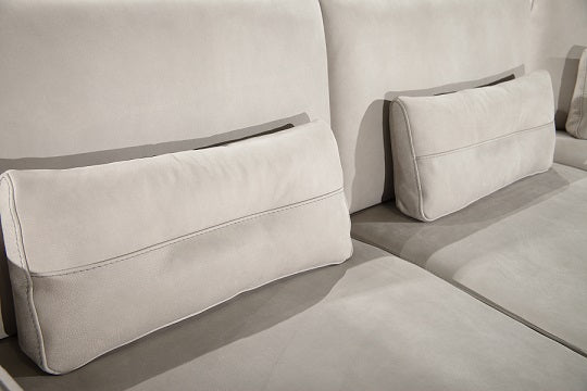 Lamod Italia Hollywood Italian Light Grey Leather RAF Chaise Sectional Sofa