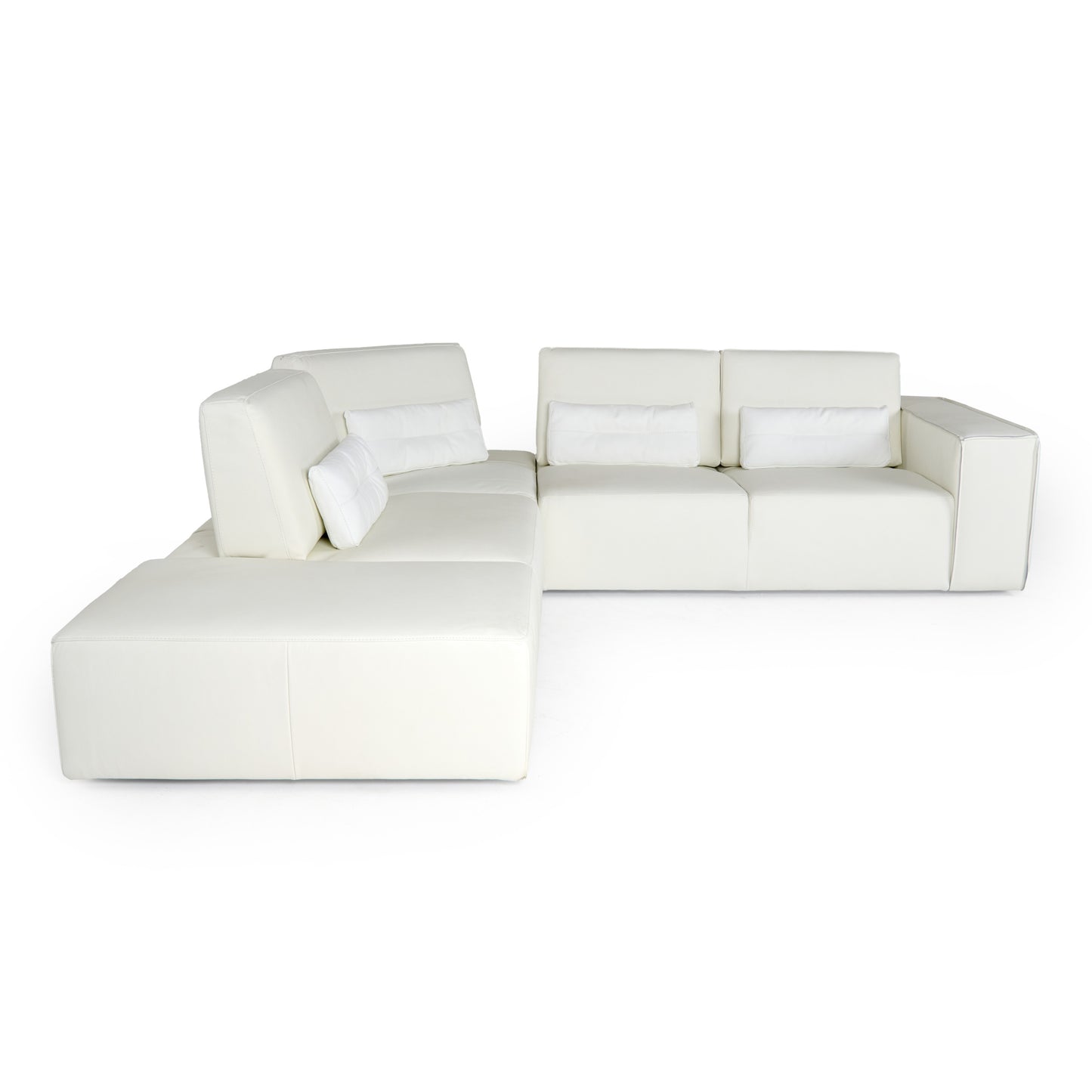 Lamod Italia Hollywood Italian White Leather LAF Chaise Sectional Sofa