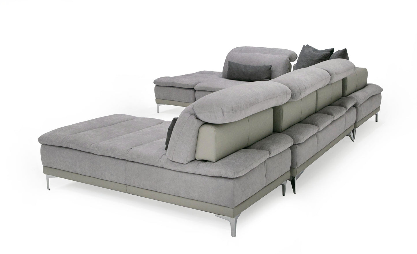 David Ferrari Horizon Modern Grey Fabric Grey Leather U Shaped Sectional Sofa