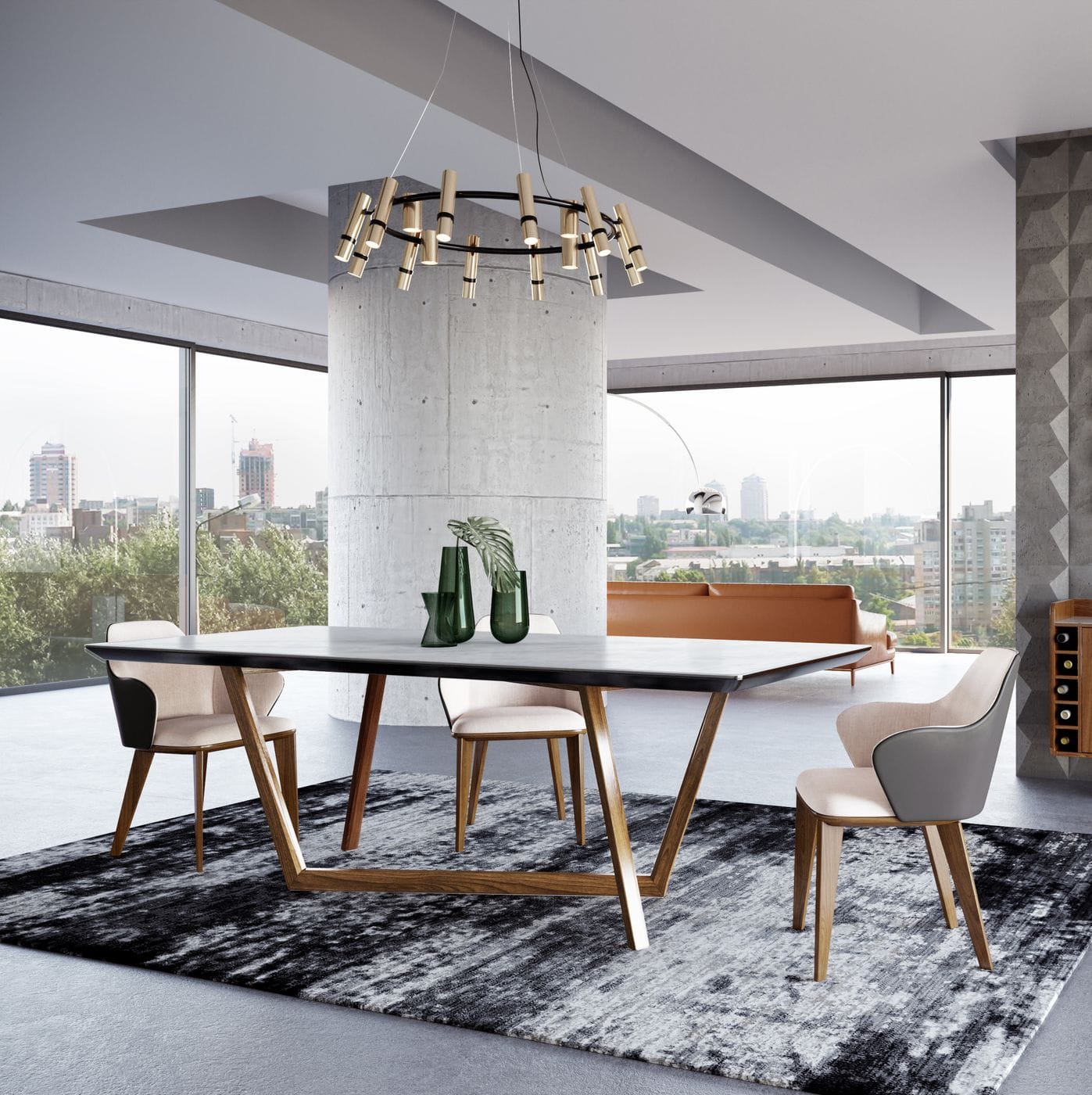 Modrest James Contemporary Walnut and White Dining Table