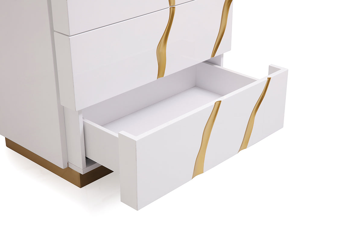 Modrest Aspen Modern White and Gold Chest