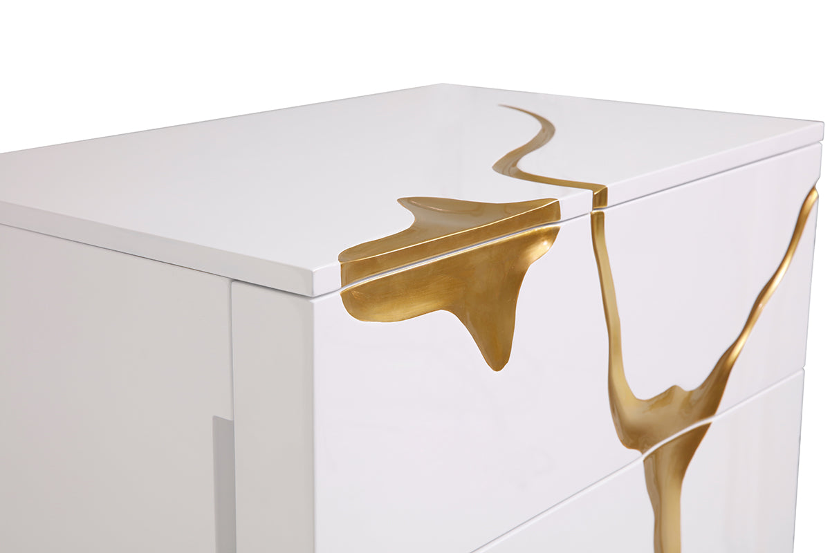 Modrest Aspen Modern White and Gold Chest
