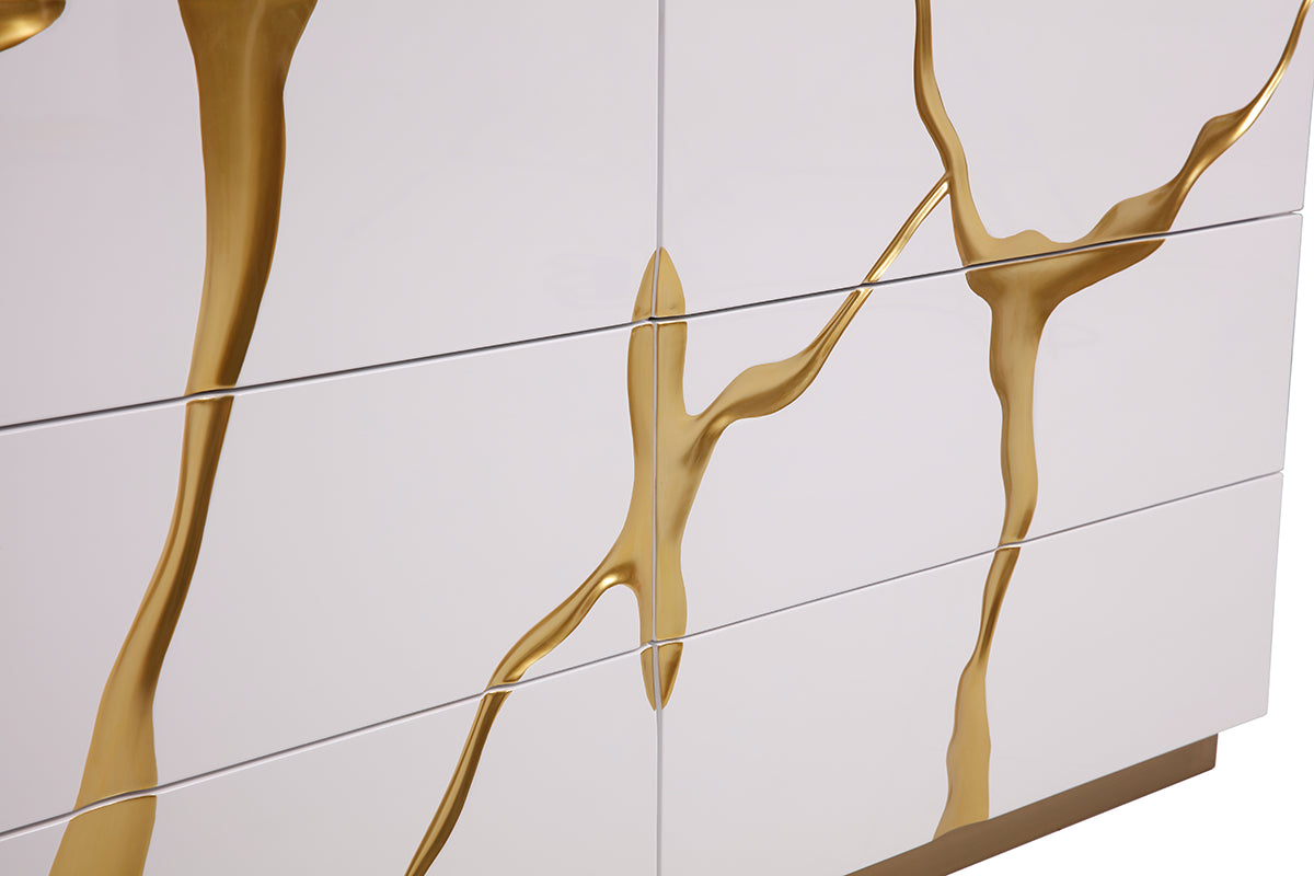 Modrest Aspen Modern White and Gold Dresser