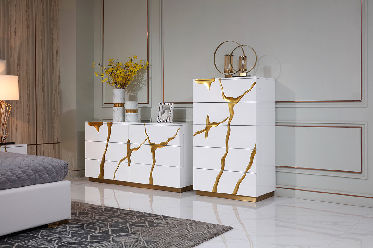Modrest Aspen Modern White and Gold Chest