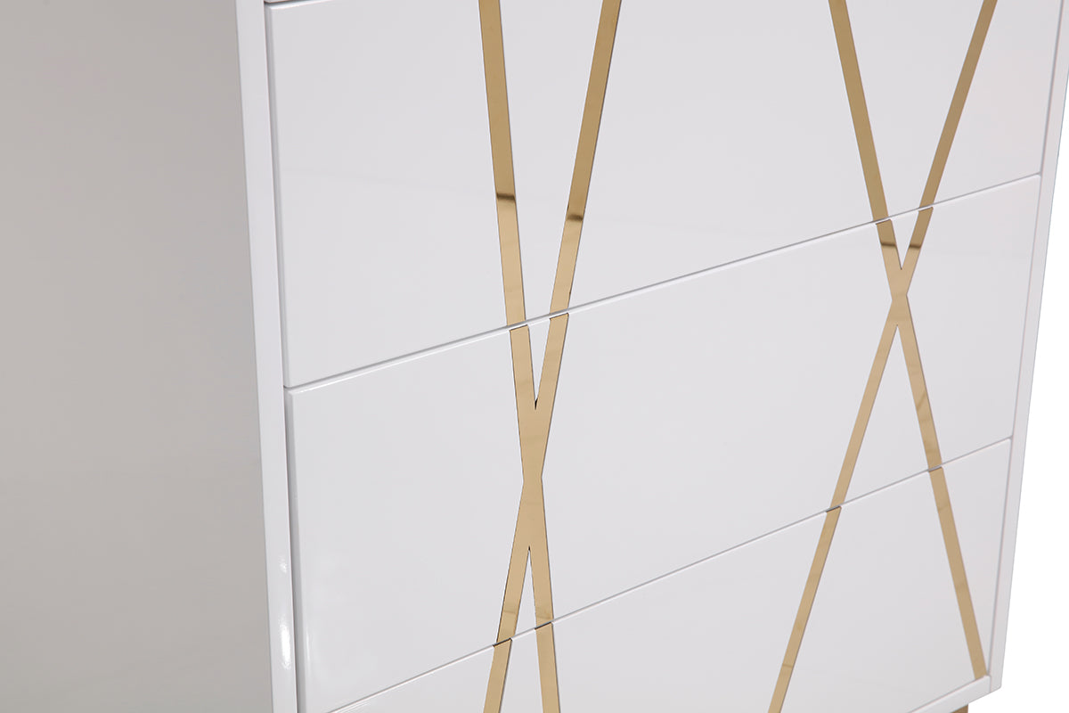 Modrest Nixa Modern White and Gold Chest