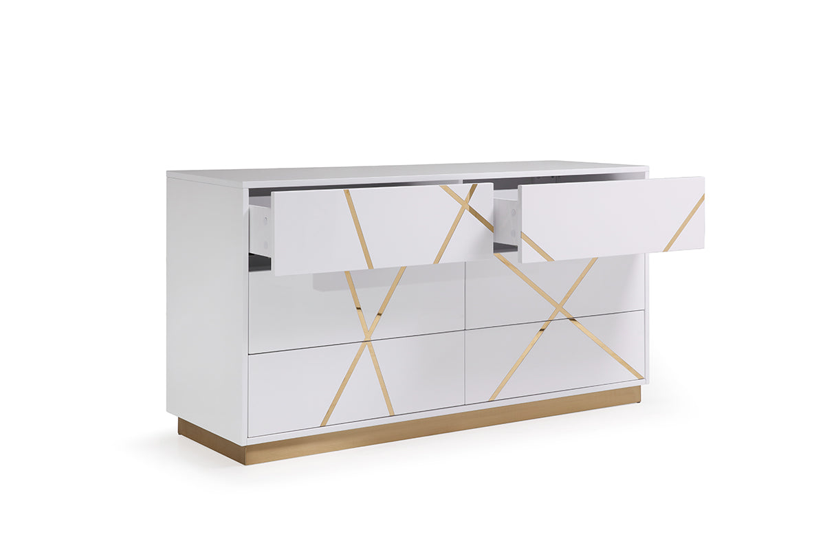 Modrest Nixa Modern White and Gold Dresser