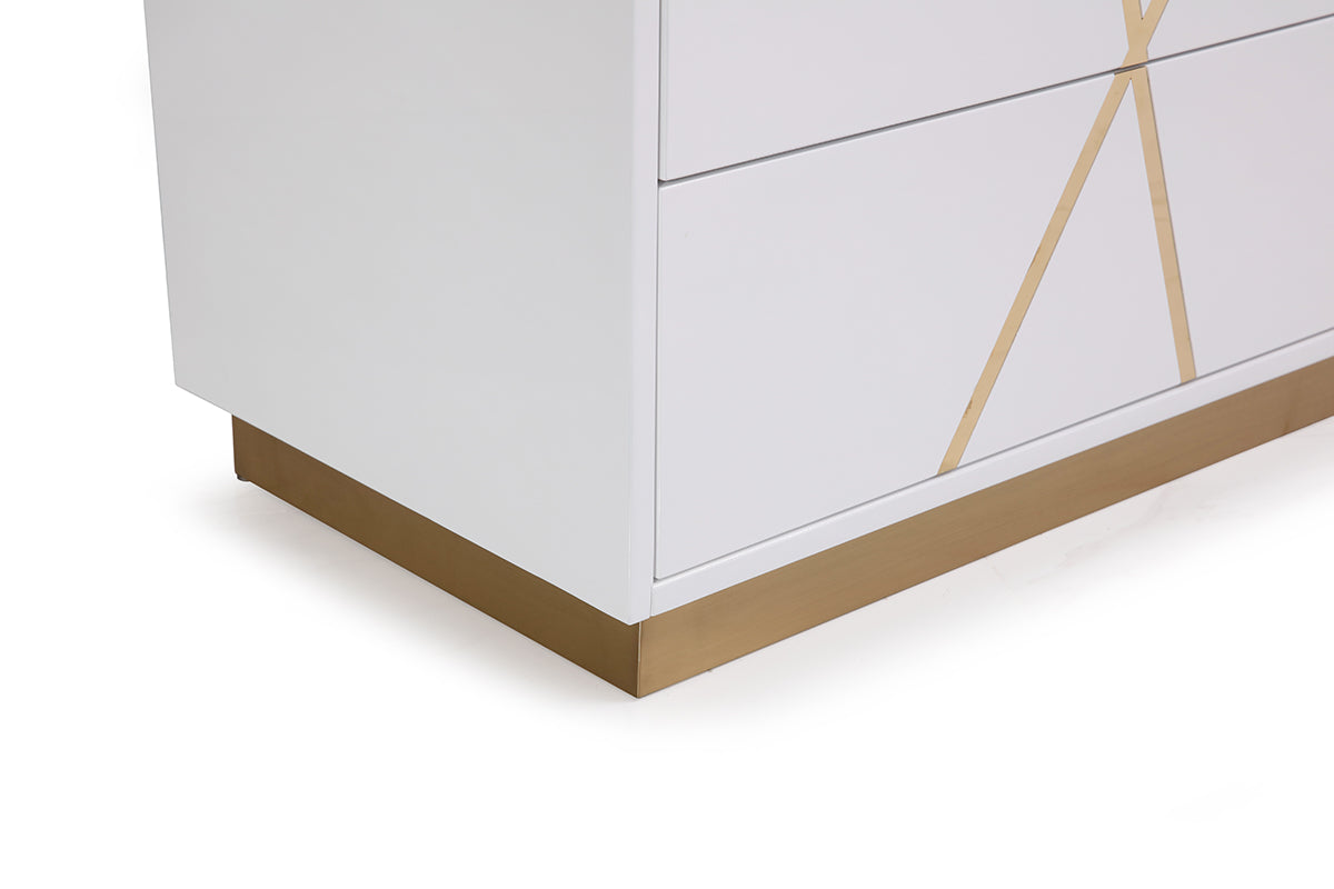 Modrest Nixa Modern Wide White and Gold Dresser