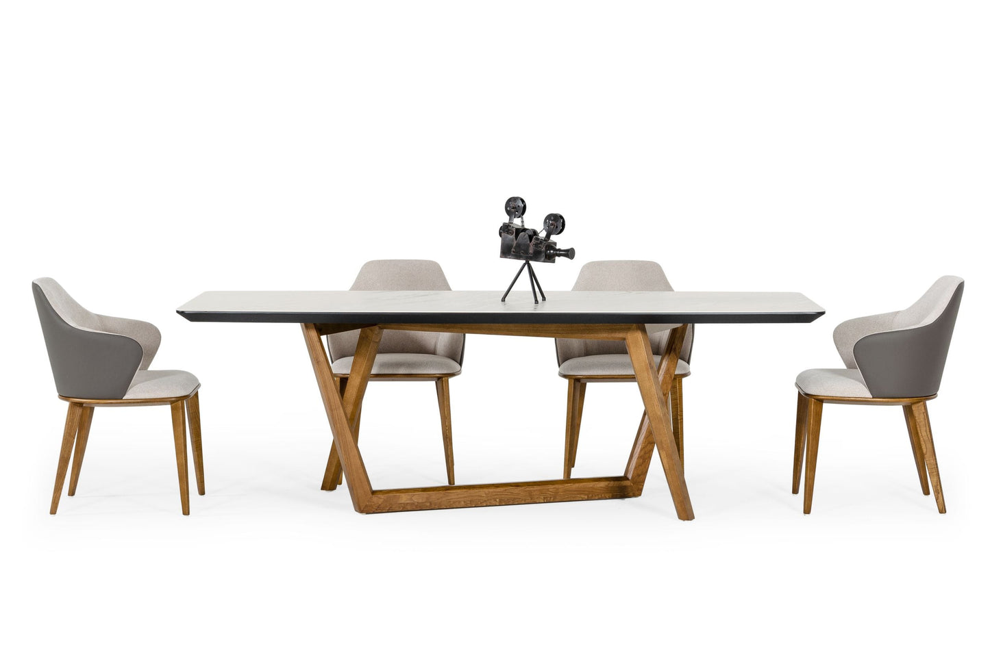 Modrest James Contemporary Walnut and White Dining Table