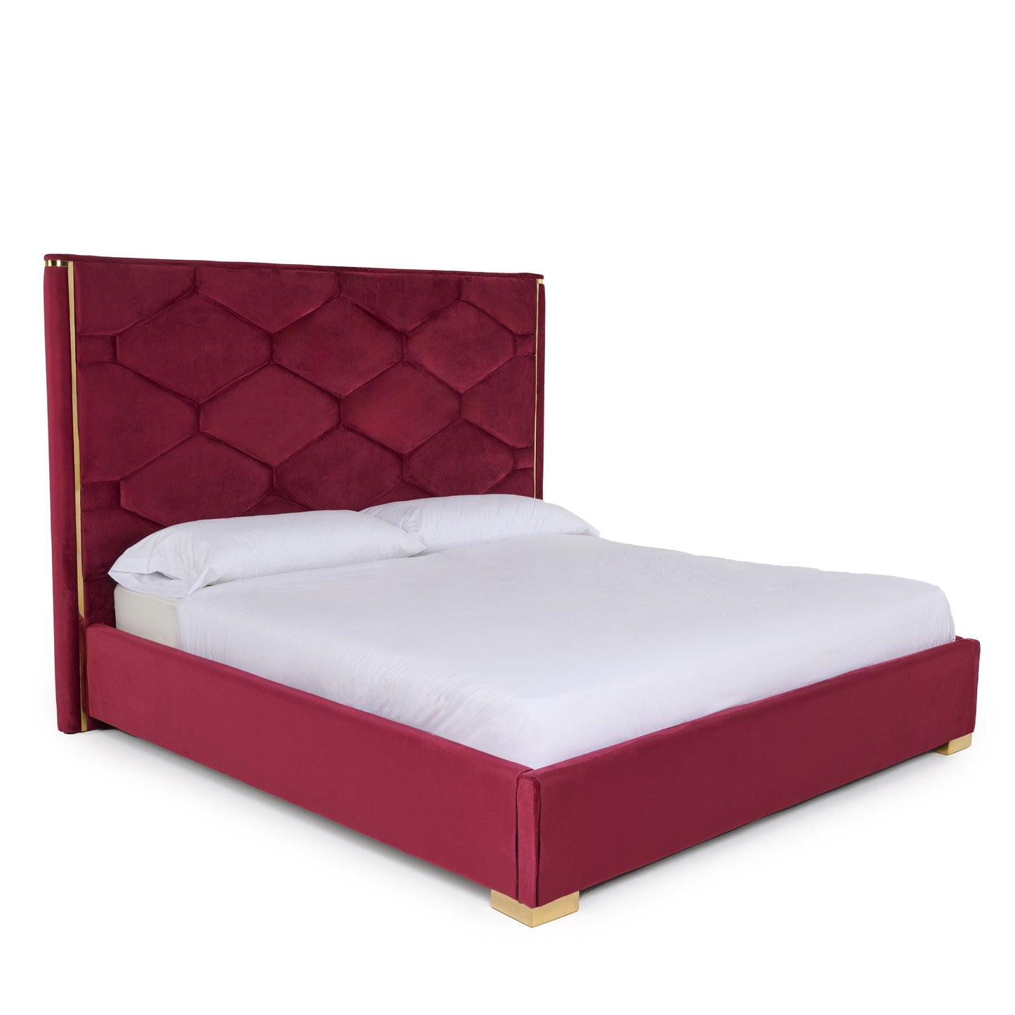 Queen Modrest Janet Modern Red Velvet Gold Bed