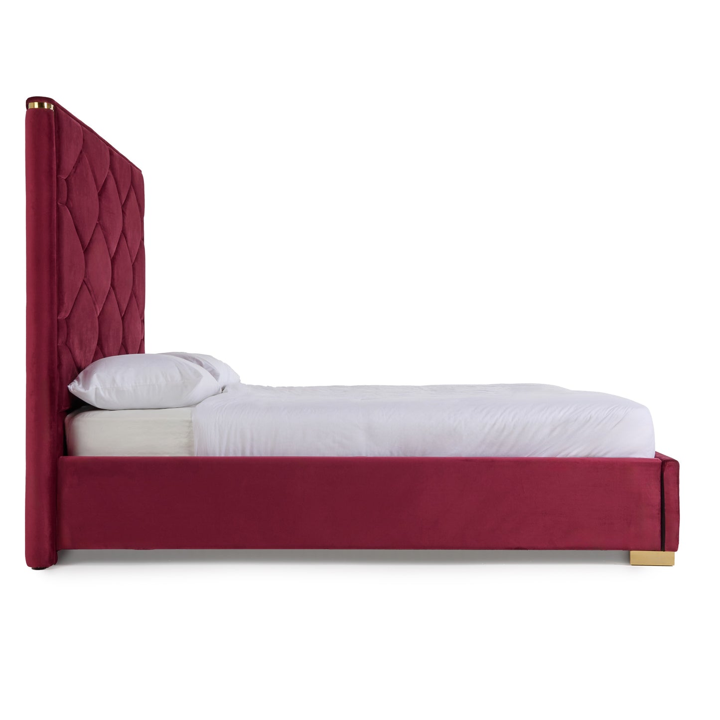 Queen Modrest Janet Modern Red Velvet Gold Bed