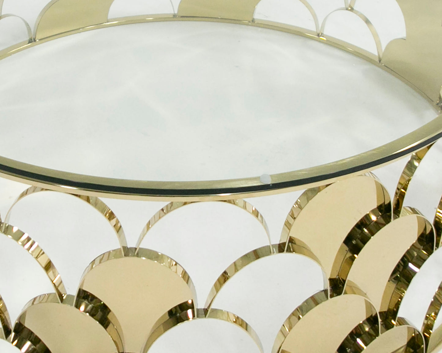 Modrest Javier Modern Glass and Gold Round Coffee Table