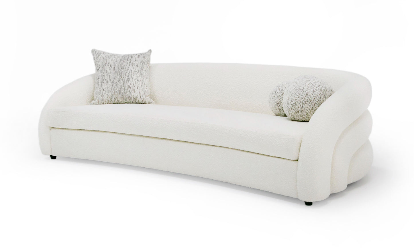 Modrest Joshua Modern 4-Seater Curved White and Taupe Fabric Sofa