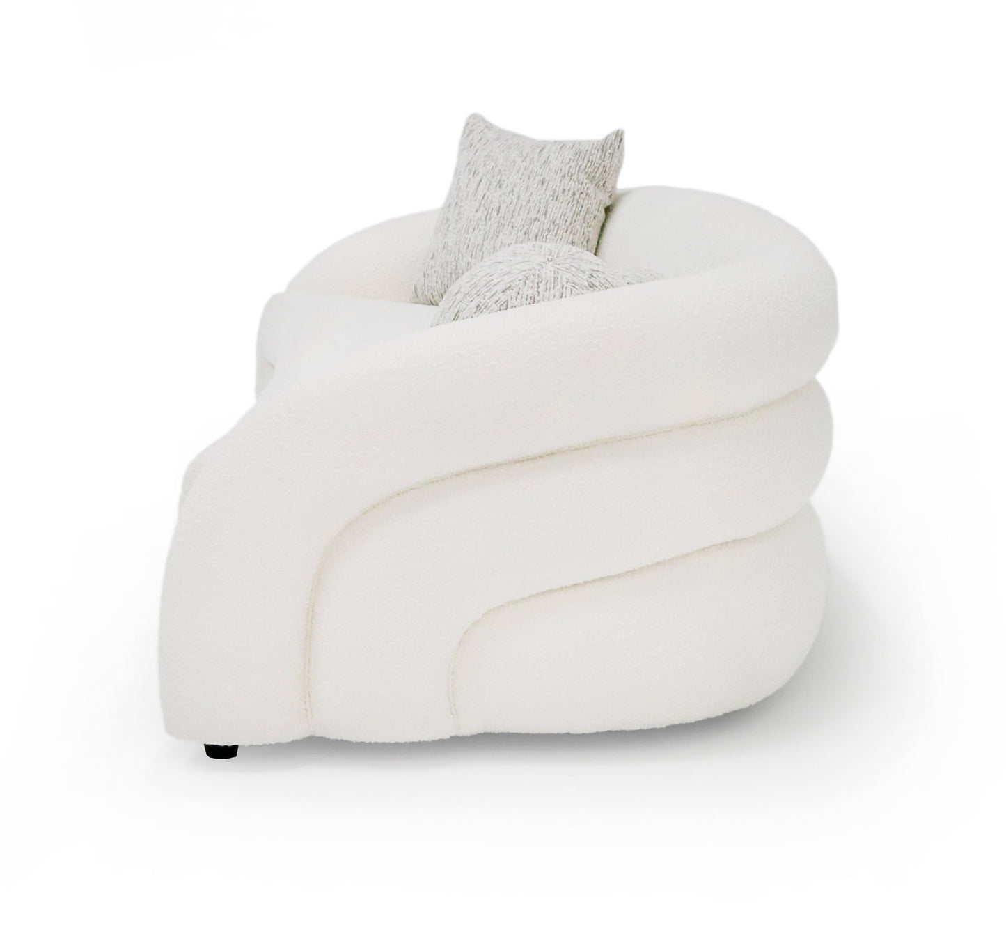 Modrest Joshua Modern 4-Seater Curved White and Taupe Fabric Sofa