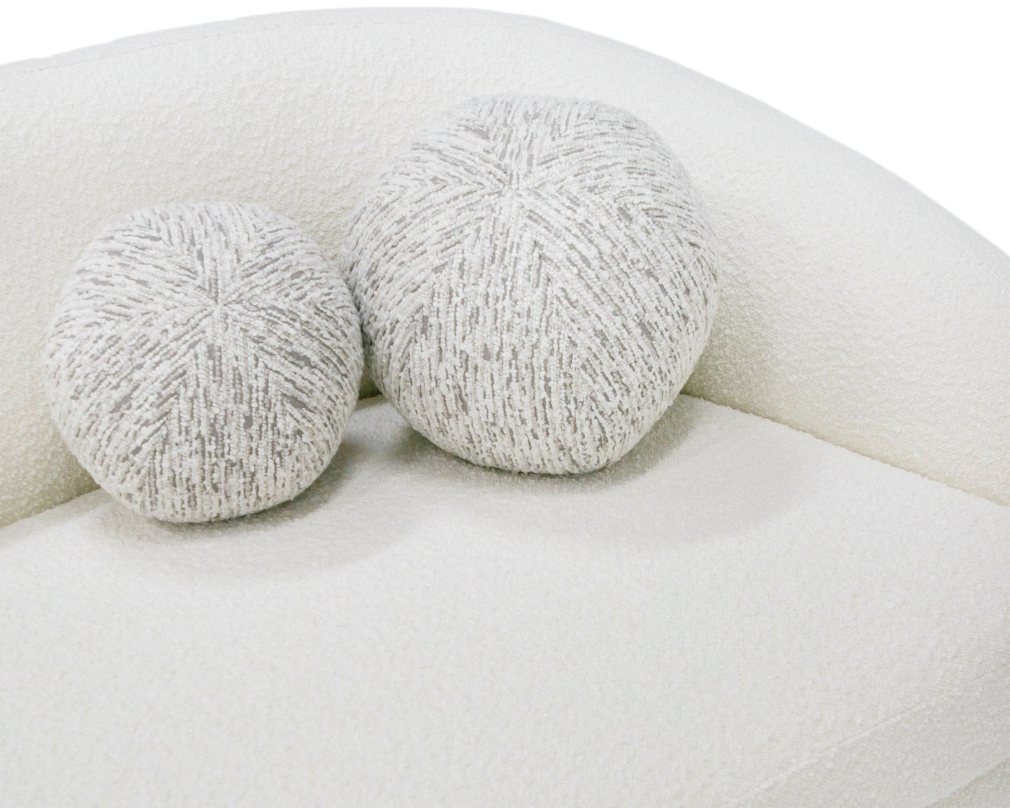 Modrest Joshua Modern 4-Seater Curved White and Taupe Fabric Sofa