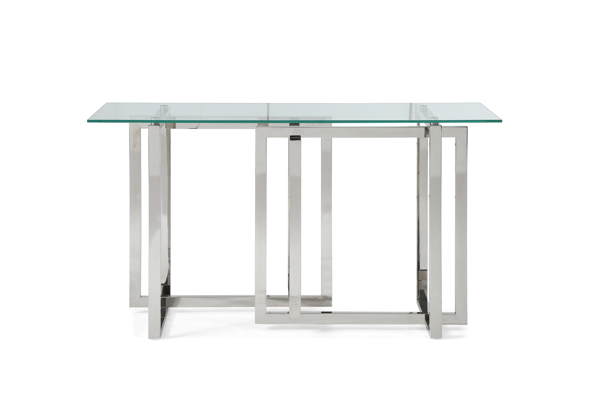 Modrest Valiant Modern Glass and Stainless Steel Console Table