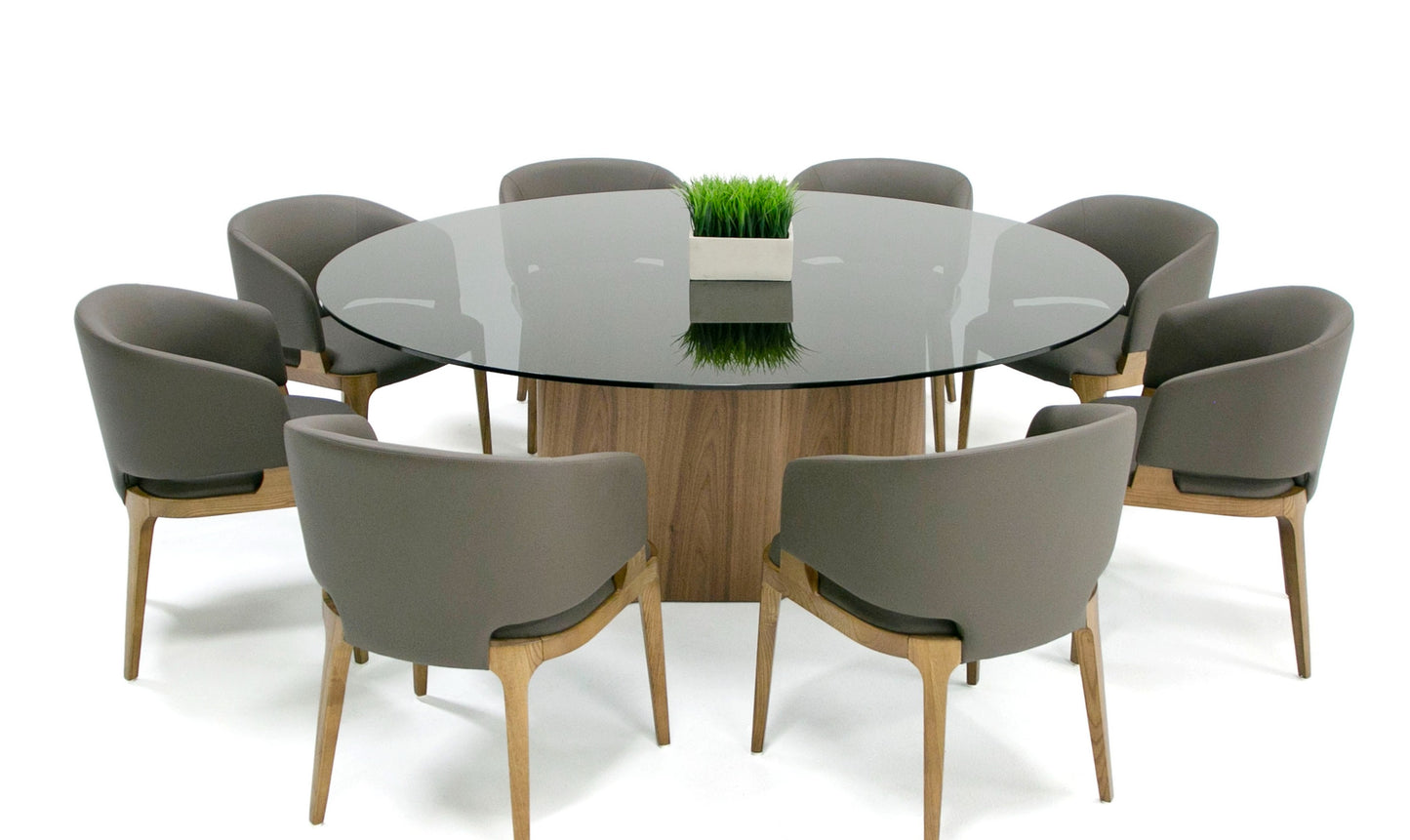 Modrest Kaye Modern Walnut Glass 71" Round Dining Table