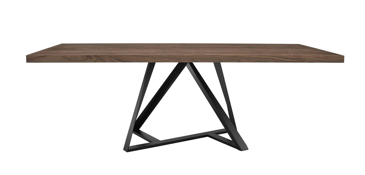 Modrest Keanna Modern Industrial Walnut and Black Dining Table