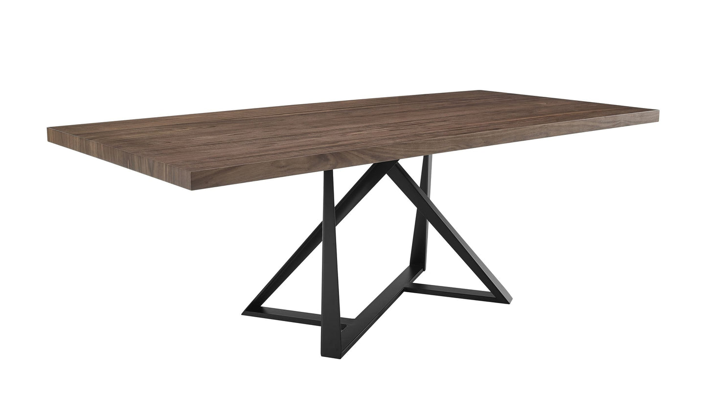 Modrest Keanna Modern Industrial Walnut and Black Dining Table